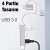 ALLY A-806 4in1 Type-C + USB Girişli USB 3.0 Çoğaltıcı Hub Adaptör Çevirici-(5775)