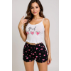 Kalp Desenli Askılı Şortlu Pijama Takımı