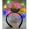 Led Işıklı 3 Farklı FonNessiWorldiyonda Yanan Gümüş Love Yazılı Sarı Fiyonk Taç 20X17 cm