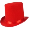 Yetişkinler İçin Kırmızı Renk Ringmaster Sihirbaz Şapkası Fötr Şapka 15cm
