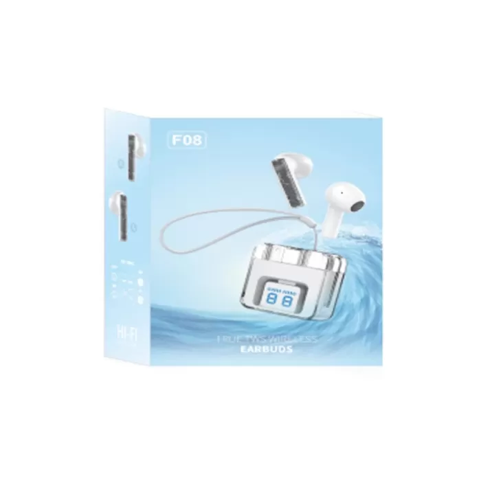 Karler Bass F08 Dijital Şarj Göstergeli TWS Bluetooth Kulaklık - Mavi