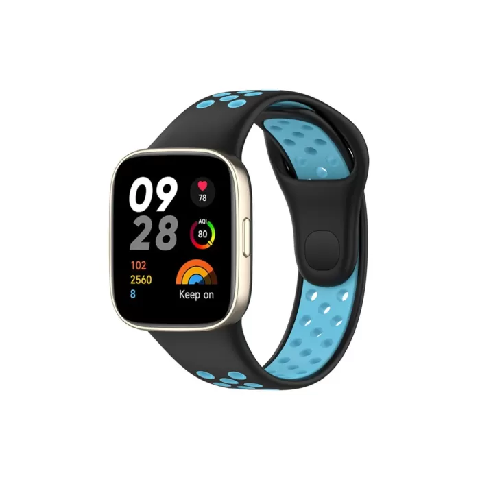 Newface Xiaomi Redmi Watch 3 Spor Delikli Kordon - Siyah-Mavi