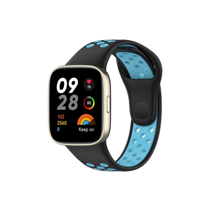 Newface Xiaomi Redmi Watch 3 Spor Delikli Kordon - Siyah-Mavi