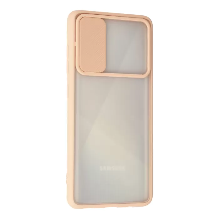 Newface Samsung Galaxy A71 Kılıf Palm Buzlu Kamera Sürgülü Silikon - Pembe