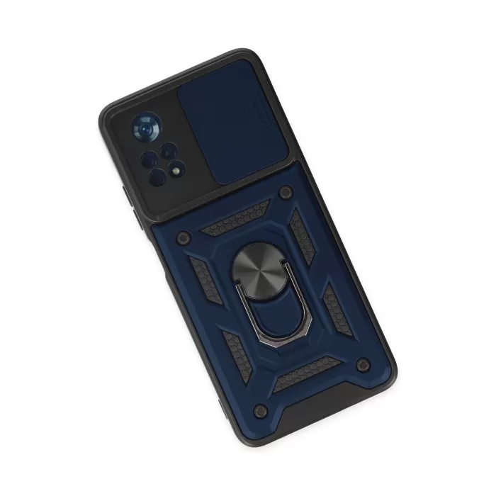 Newface Xiaomi Poco X4 Pro 5G Kılıf Pars Lens Yüzüklü Silikon - Lacivert