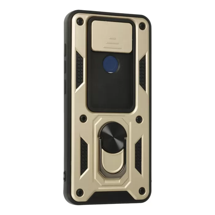 Newface Xiaomi Redmi Note 9 Kılıf Pars Lens Yüzüklü Silikon - Gold