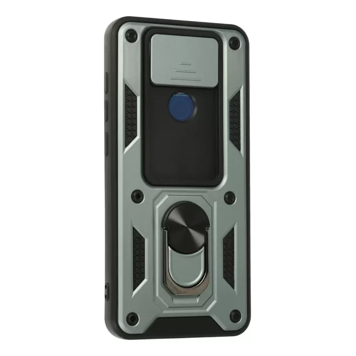 Newface Xiaomi Redmi Note 9 Kılıf Pars Lens Yüzüklü Silikon - Yeşil