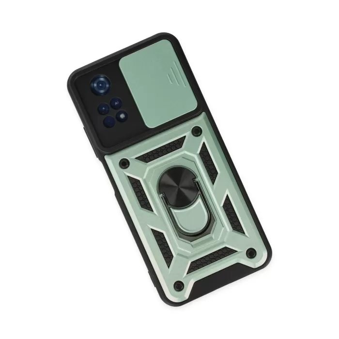 Newface Xiaomi Poco M4 Pro 4G Kılıf Pars Lens Yüzüklü Silikon - Yeşil