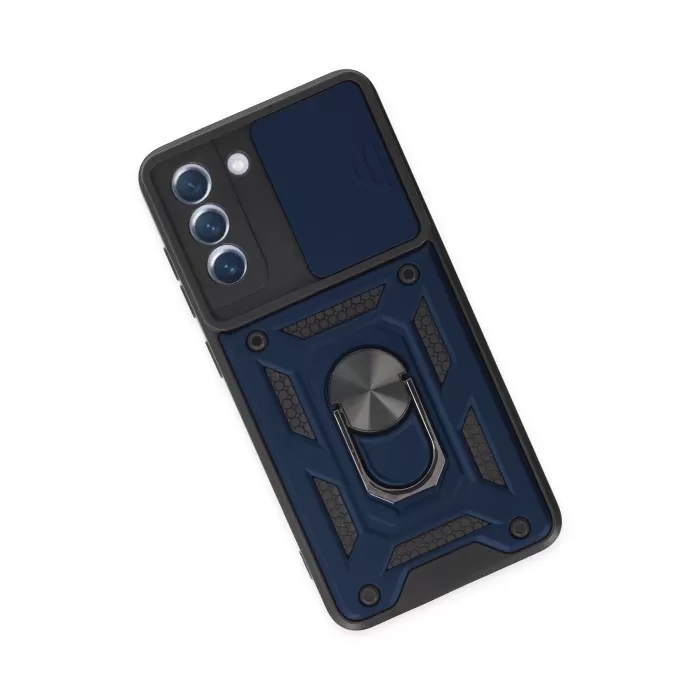 Newface Samsung Galaxy S21 FE Kılıf Pars Lens Yüzüklü Silikon - Lacivert