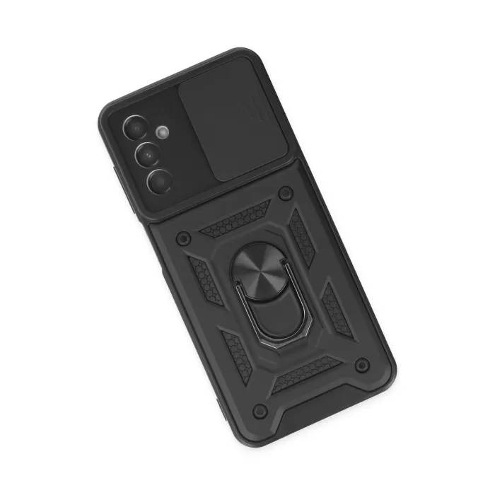 Newface Samsung Galaxy A04S Kılıf Pars Lens Yüzüklü Silikon - Siyah