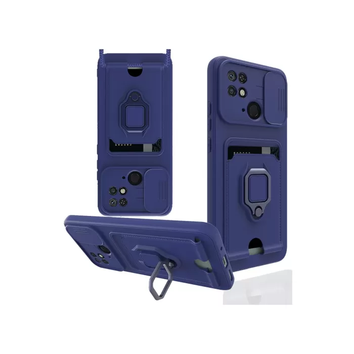 Newface Xiaomi Redmi 10C Kılıf Zuma Kartvizitli Yüzüklü Silikon - Lacivert