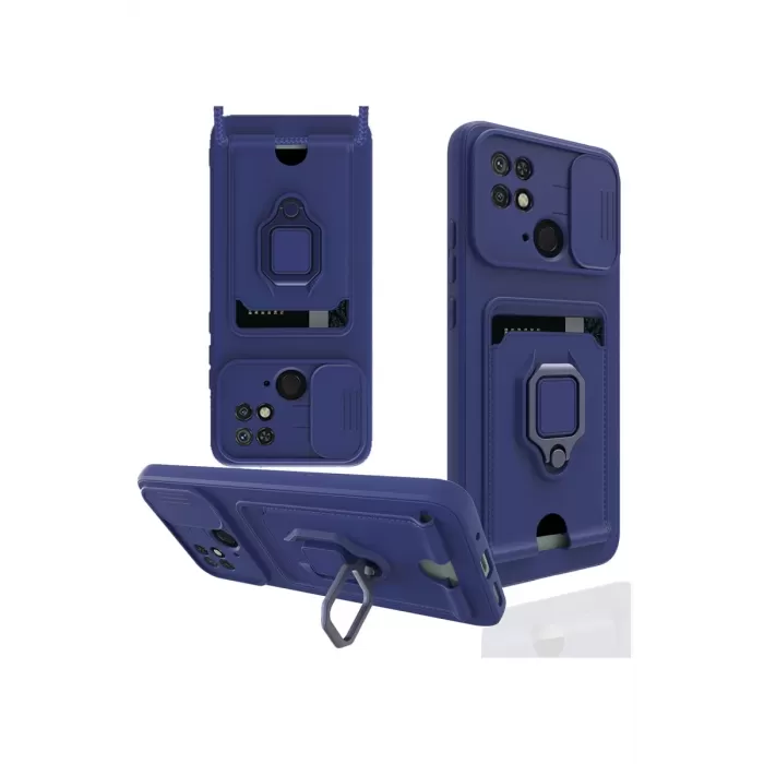 Newface Xiaomi Redmi 10C Kılıf Zuma Kartvizitli Yüzüklü Silikon - Lacivert