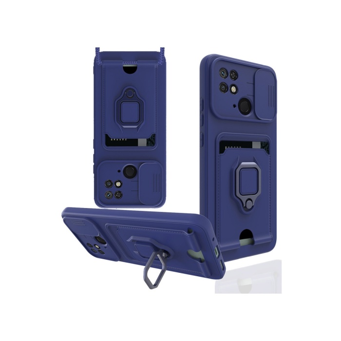 Newface Xiaomi Redmi 10C Kılıf Zuma Kartvizitli Yüzüklü Silikon - Lacivert