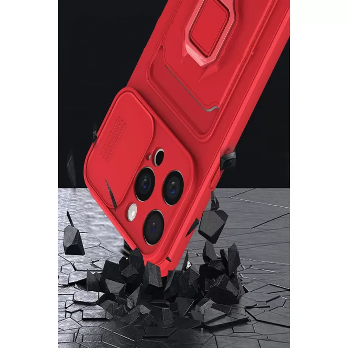 Newface iPhone 15 Pro Max Kılıf Zuma Kartvizitli Yüzüklü Silikon - Pembe