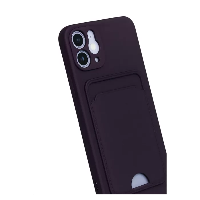 Newface iPhone 12 Kılıf Kelvin Kartvizitli Silikon - Derin Mor