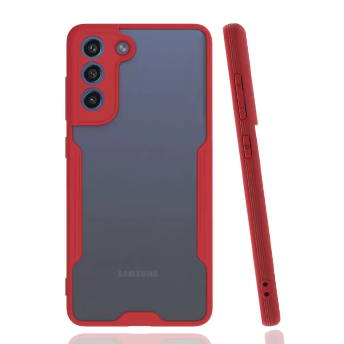 Newface Samsung Galaxy S21 FE Kılıf Platin Silikon - Kırmızı