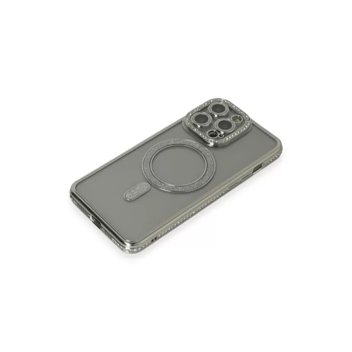 Newface iPhone 15 Pro Kılıf Joke Simli Magneticsafe Kılıf - Gri