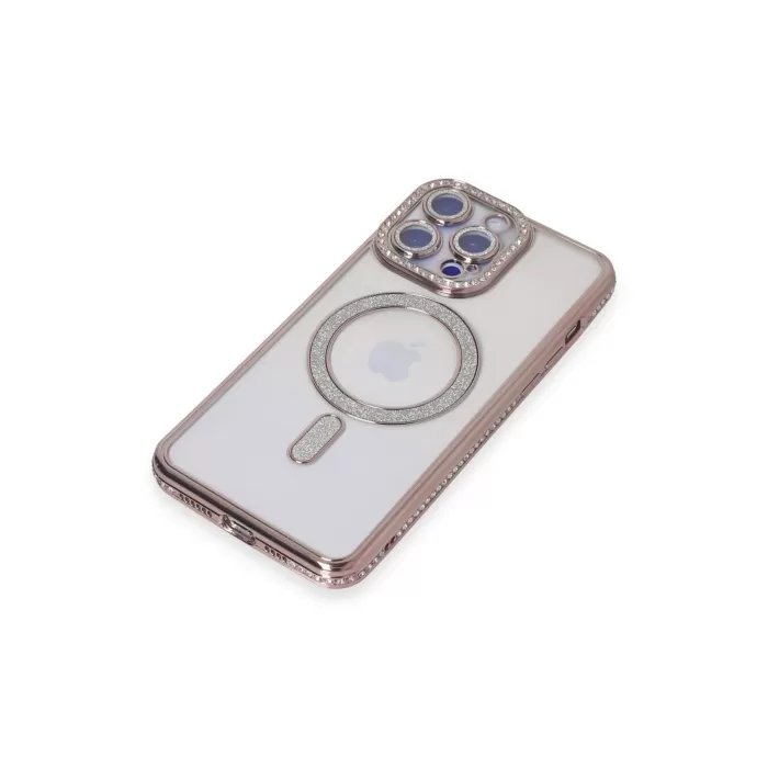 Newface iPhone 15 Pro Max Kılıf Joke Simli Magneticsafe Kılıf - Pembe