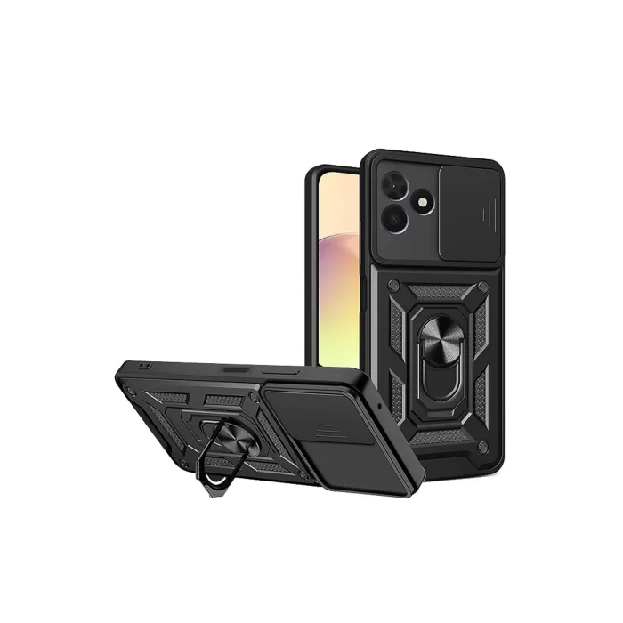 Newface Realme C53 Kılıf Pars Lens Yüzüklü Silikon - Siyah