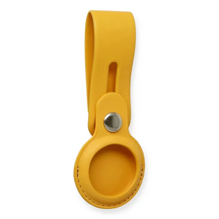 Newface Airtag Askılı Deri Kılıf - Sarı