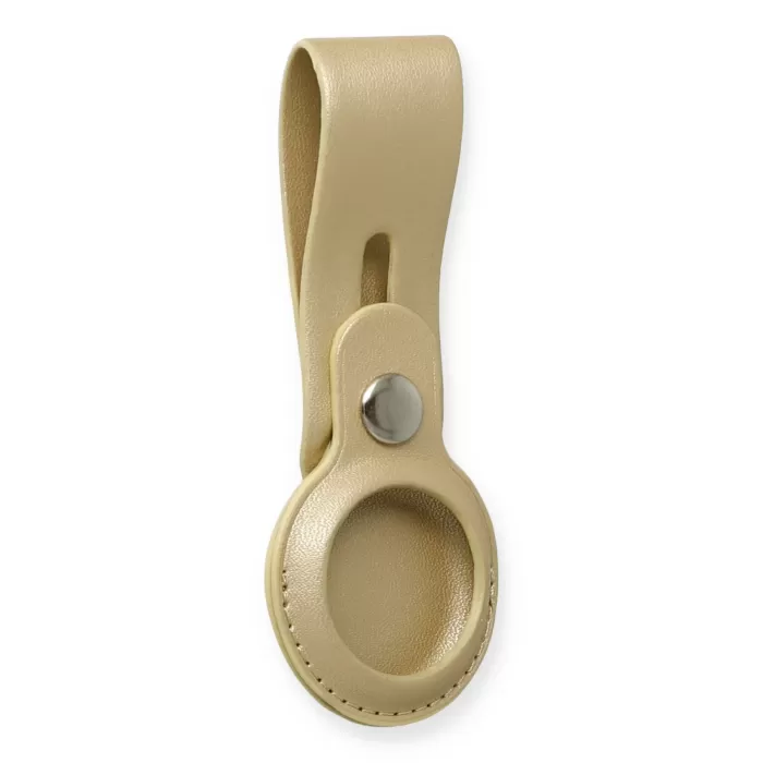 Newface Airtag Askılı Deri Kılıf - Gold
