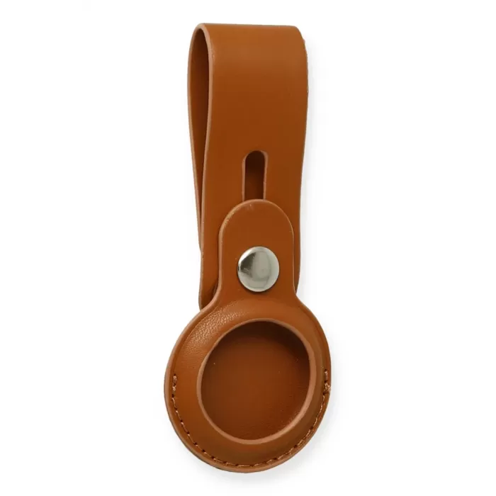 Newface Airtag Askılı Deri Kılıf - Taba