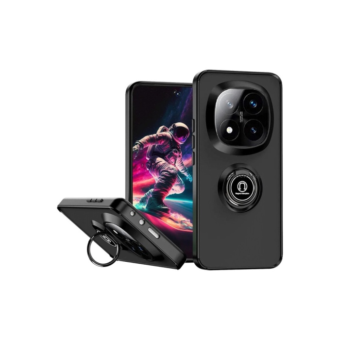 Newface Xiaomi Redmi Note 14 Pro 4G Kılıf Montreal Yüzüklü Silikon Kapak - Siyah