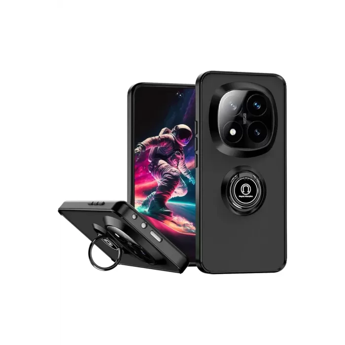 Newface Xiaomi Redmi Note 14 Pro 5G Kılıf Montreal Yüzüklü Silikon Kapak - Siyah