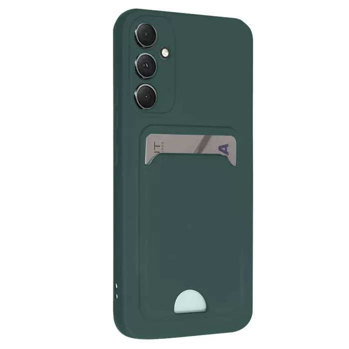 Newface Samsung Galaxy A16 5G Kılıf Kelvin Kartvizitli Silikon - Koyu Yeşil