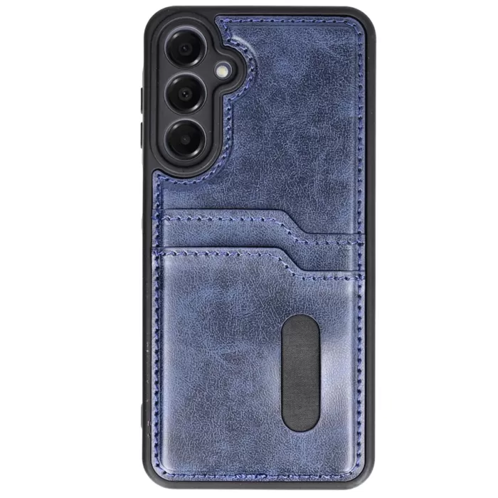 Newface Samsung Galaxy A35 5G Kılıf Sara Kartvizitli Deri Kılıf - Lacivert