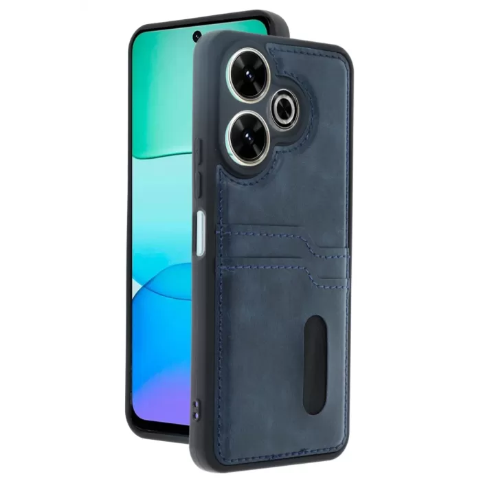 Newface Xiaomi Redmi 13 4G Kılıf Sara Kartvizitli Deri Kılıf - Lacivert