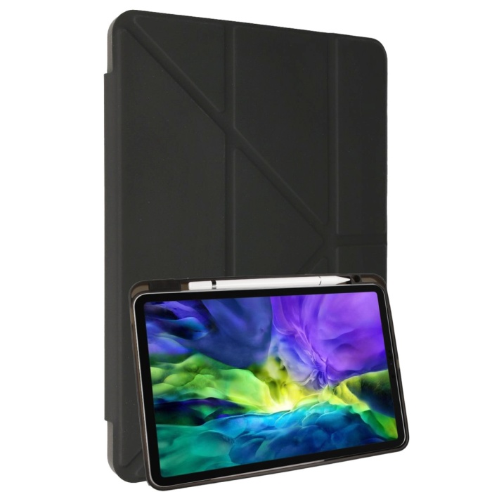 Newface iPad 2022 10.9 (10.nesil) Kılıf Kalemlikli Mars Tablet Kılıfı - Koyu Gri