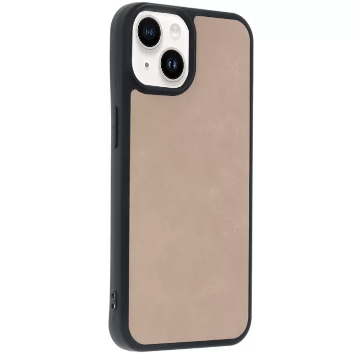 Newface iPhone 14 Kılıf Aras Deri Kapak - Pudra