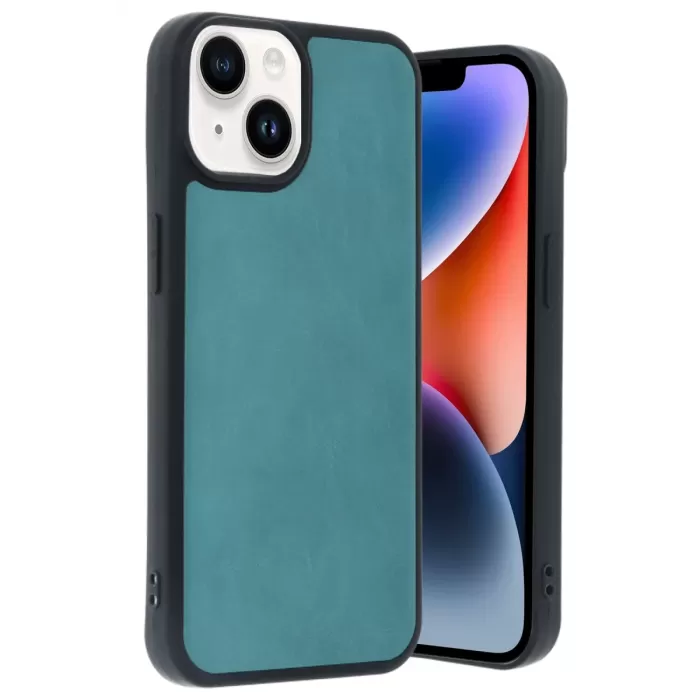 Newface iPhone 14 Kılıf Aras Deri Kapak - Açık Yeşil