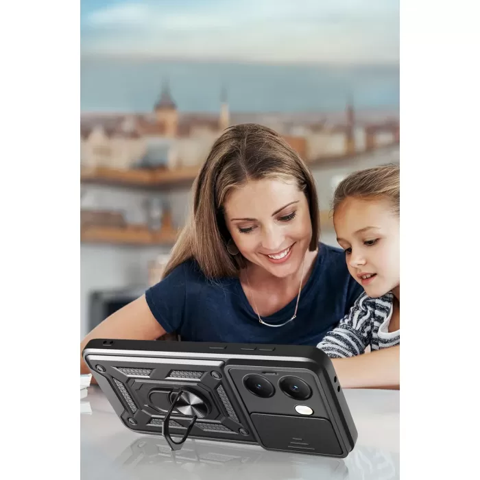 Newface Xiaomi Poco X7 Pro Kılıf Pars Lens Yüzüklü Silikon - Lacivert