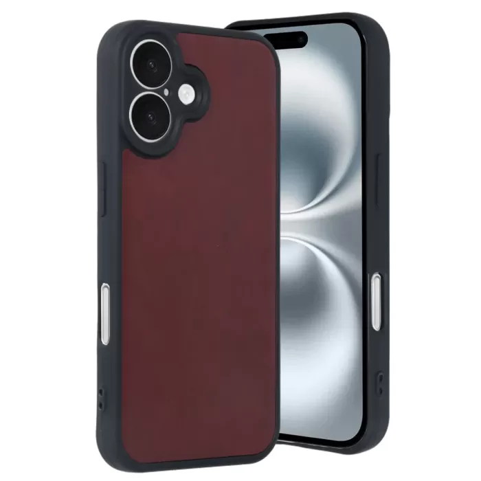 Newface iPhone 16 Kılıf Aras Deri Kapak - Bordo