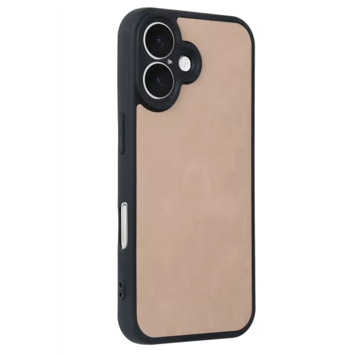 Newface iPhone 16 Kılıf Aras Deri Kapak - Pudra