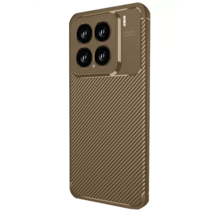 Newface Xiaomi Mi 15 Kılıf Auto Focus Karbon Kapak - Kahverengi