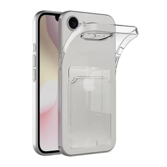 Newface iPhone 16E Kılıf Kart Şeffaf Silikon - Şeffaf