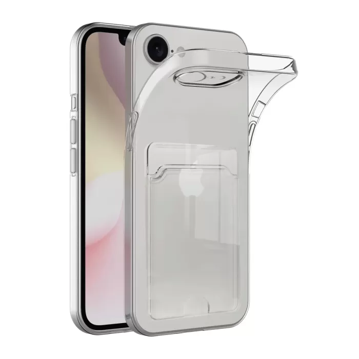 Newface iPhone 16E Kılıf Kart Şeffaf Silikon - Şeffaf