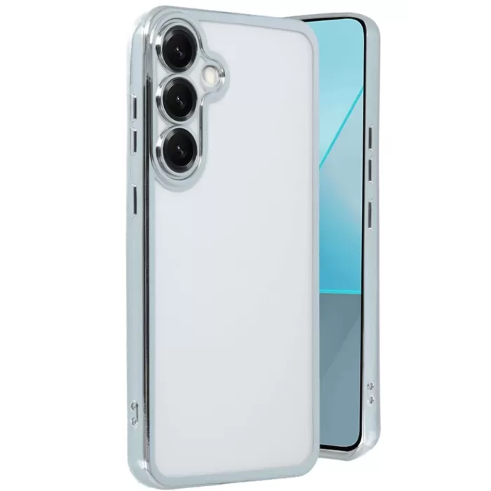 Newface Samsung Galaxy S25 Kılıf Razer Lensli Silikon - Gümüş