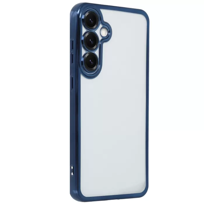 Newface Samsung Galaxy S25 Kılıf Razer Lensli Silikon - Lacivert