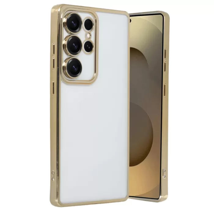 Newface Samsung Galaxy S25 Ultra Kılıf Razer Lensli Silikon - Gold
