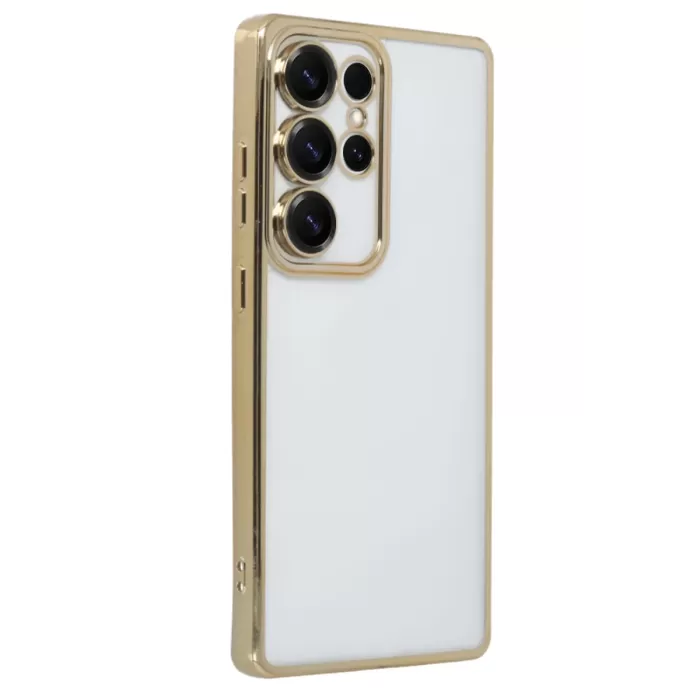 Newface Samsung Galaxy S25 Ultra Kılıf Razer Lensli Silikon - Gold