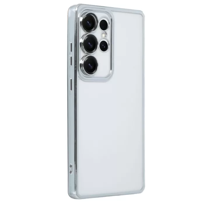 Newface Samsung Galaxy S25 Ultra Kılıf Razer Lensli Silikon - Gümüş