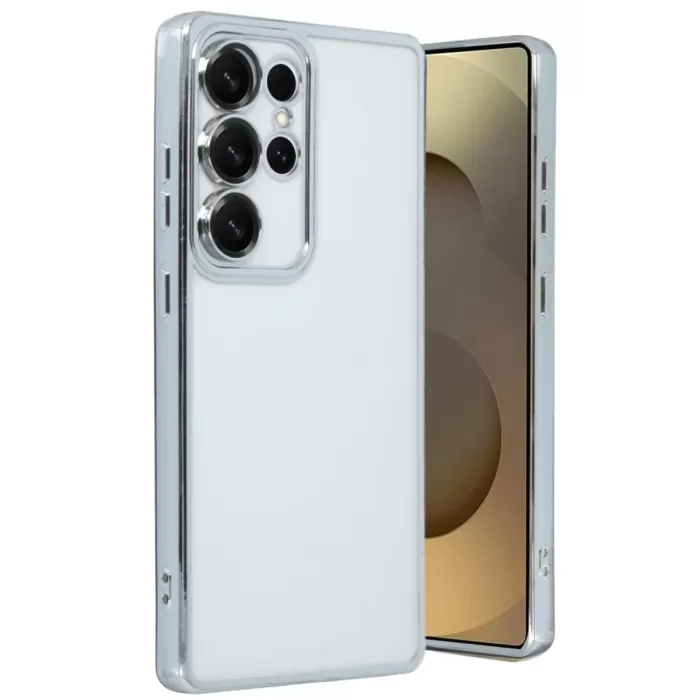 Newface Samsung Galaxy S25 Ultra Kılıf Razer Lensli Silikon - Gümüş