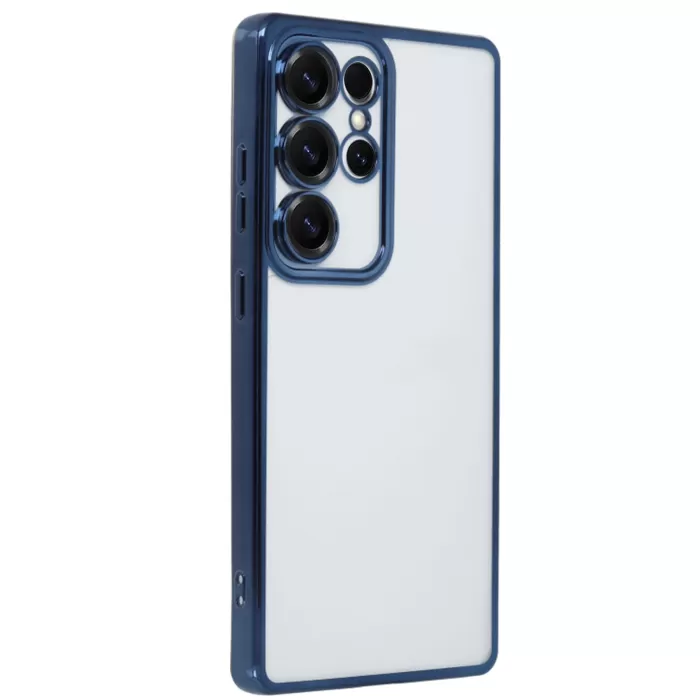 Newface Samsung Galaxy S25 Ultra Kılıf Razer Lensli Silikon - Lacivert