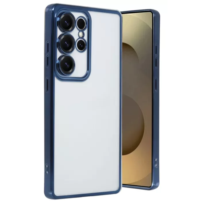 Newface Samsung Galaxy S25 Ultra Kılıf Razer Lensli Silikon - Lacivert