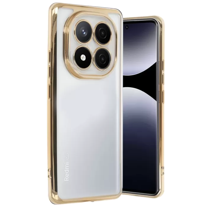 Newface Xiaomi Redmi Note 14 Pro 4G Kılıf Razer Lensli Silikon - Gold