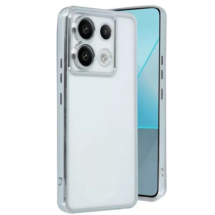 Newface Xiaomi Redmi Note 13 Pro 5G Kılıf Razer Lensli Silikon - Gümüş